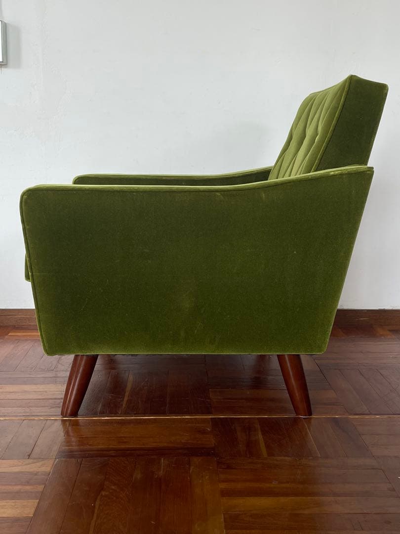 カリモク60 ロビーチェア オットマン セット モケットグリーン