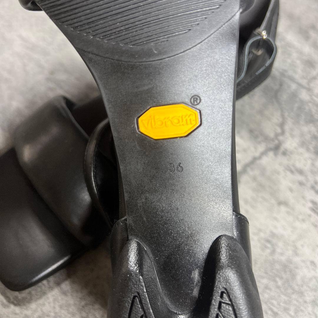 極美品【SHISEI】（36）パデッドサンダル アンクルストラップ ブラック