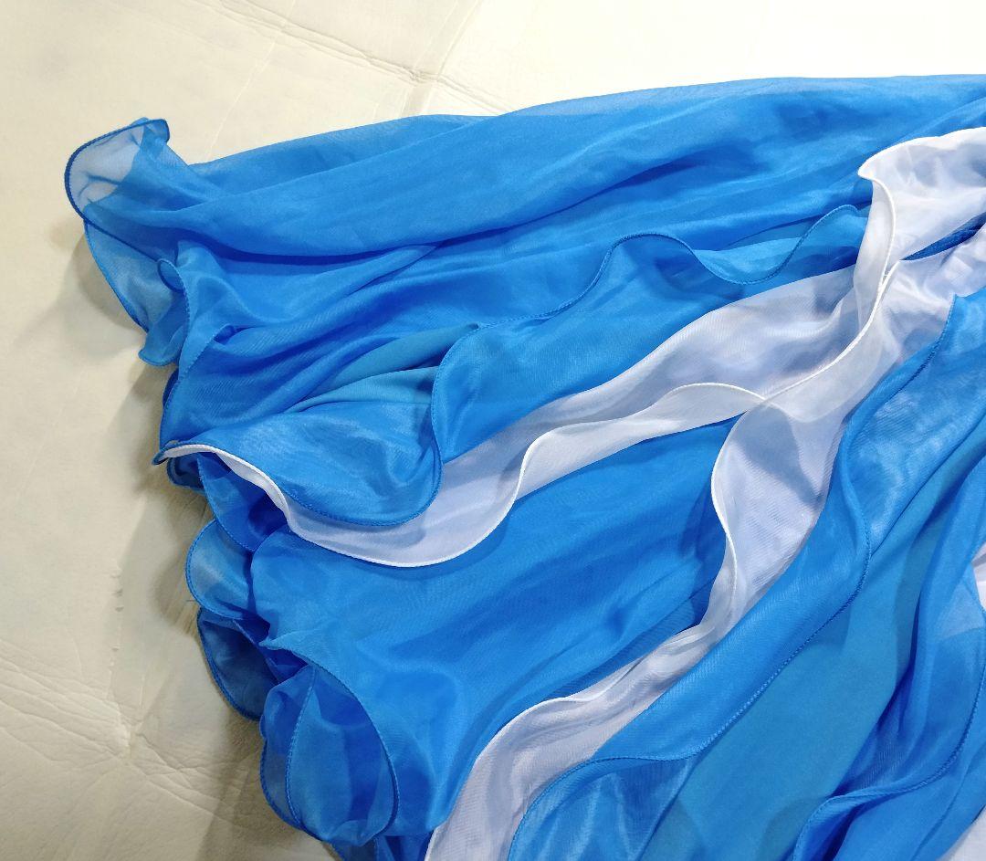 ベリーダンス衣装ブルー オリエンタル アームカバー付M-L水色マーメイドフレアー