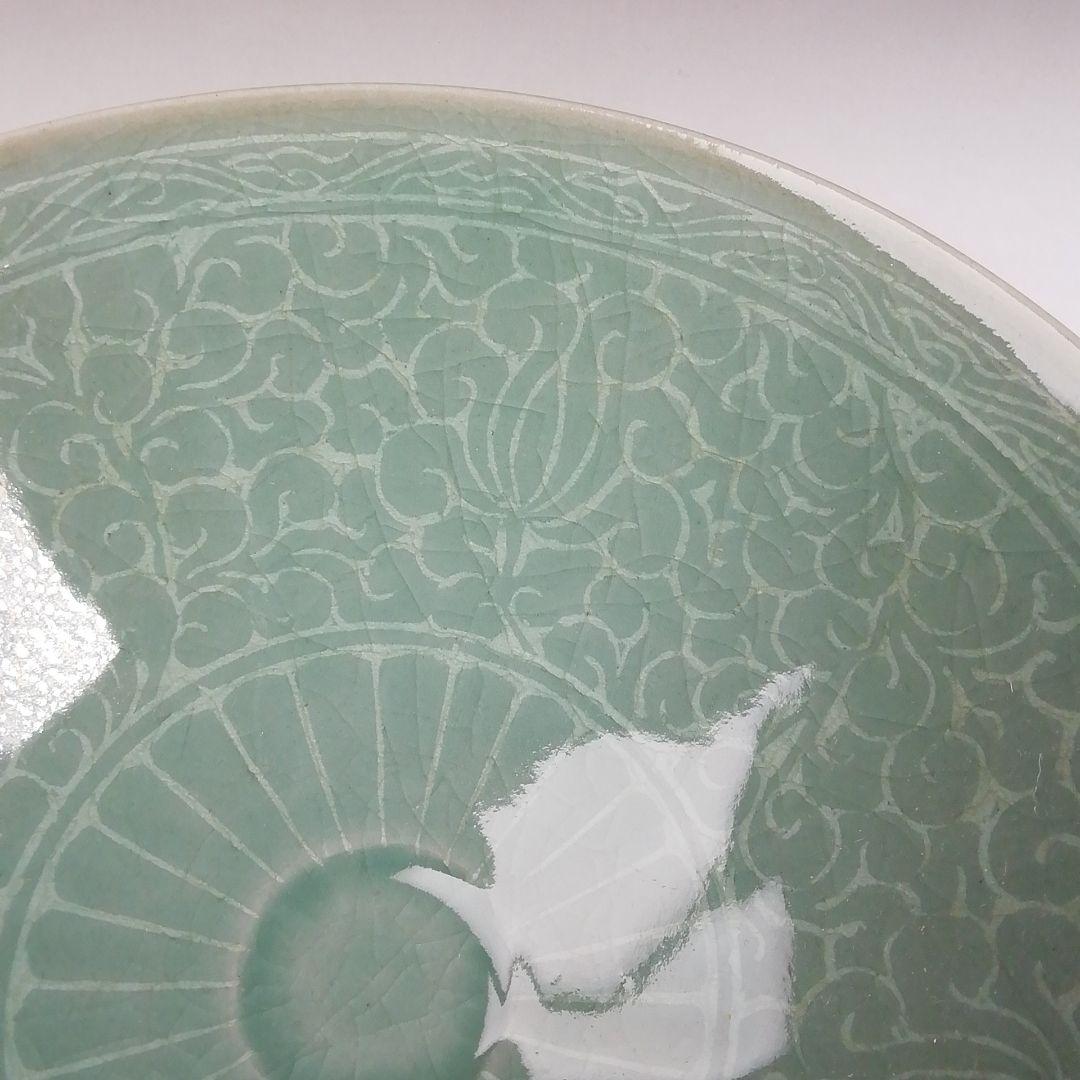 Ｔ９７７　茶碗　『高麗青磁茶碗』『青珍　梁命煥 作』　共箱　抹茶碗　茶道具