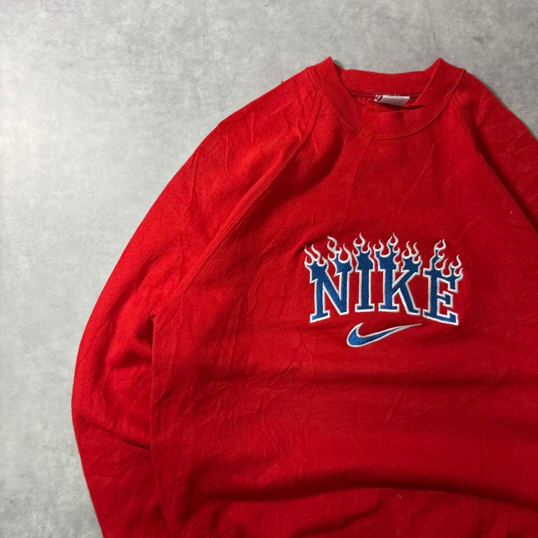 NIKE 90s スウェット トレーナー 刺繍ロゴ ファイヤー オレンジ M