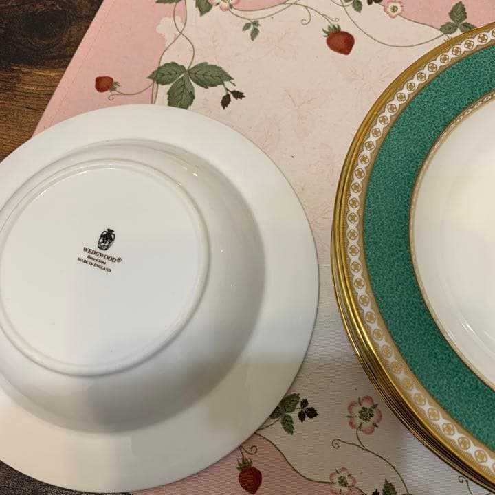 希少　ウェッジウッド ユーランダー　パウダー　グリーン　20cmスーププレート