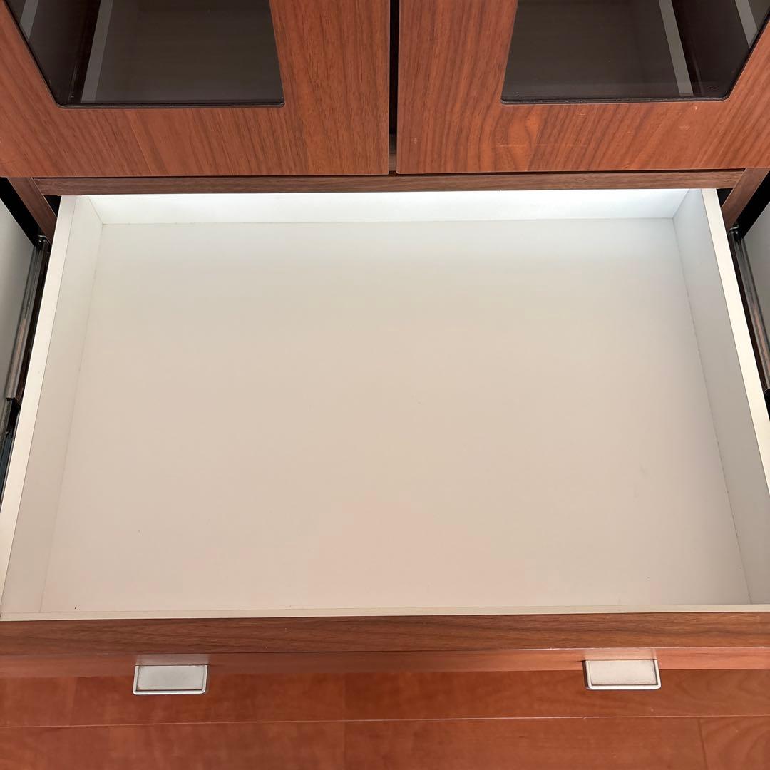 美品！ACTUS購入 日本製 食器棚 本棚シェルフ引き出し収納 稼動棚 折れ戸