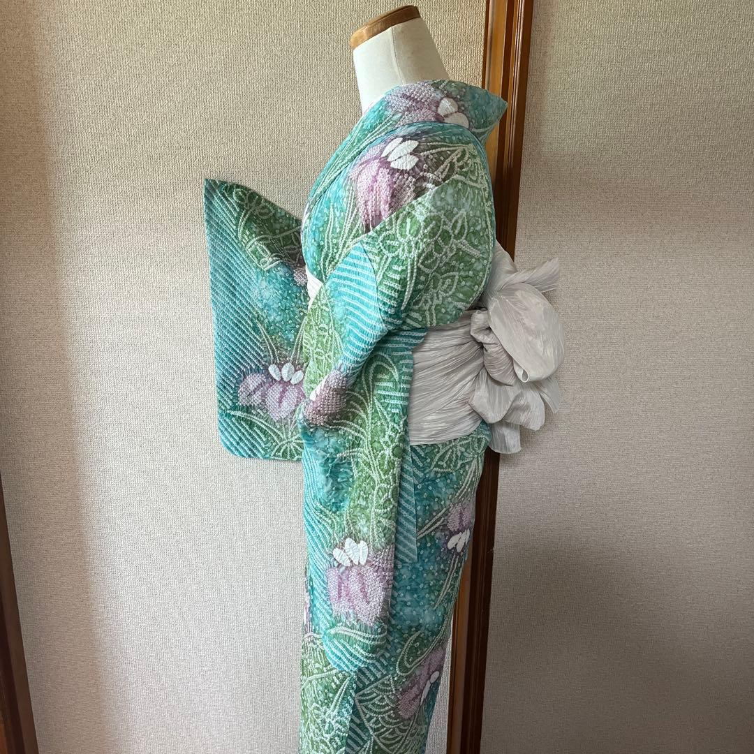 有松絞り　ゆかた単品　浴衣ミントカラー