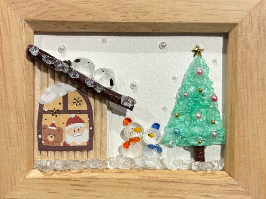 シマエナガと馬　。シーグラスアート