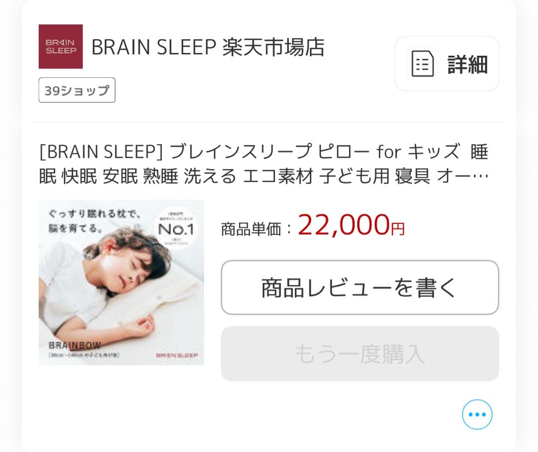 【美品】ブレインスリープ ピロー キッズ / ほぼ未使用 / 専用バッグ付