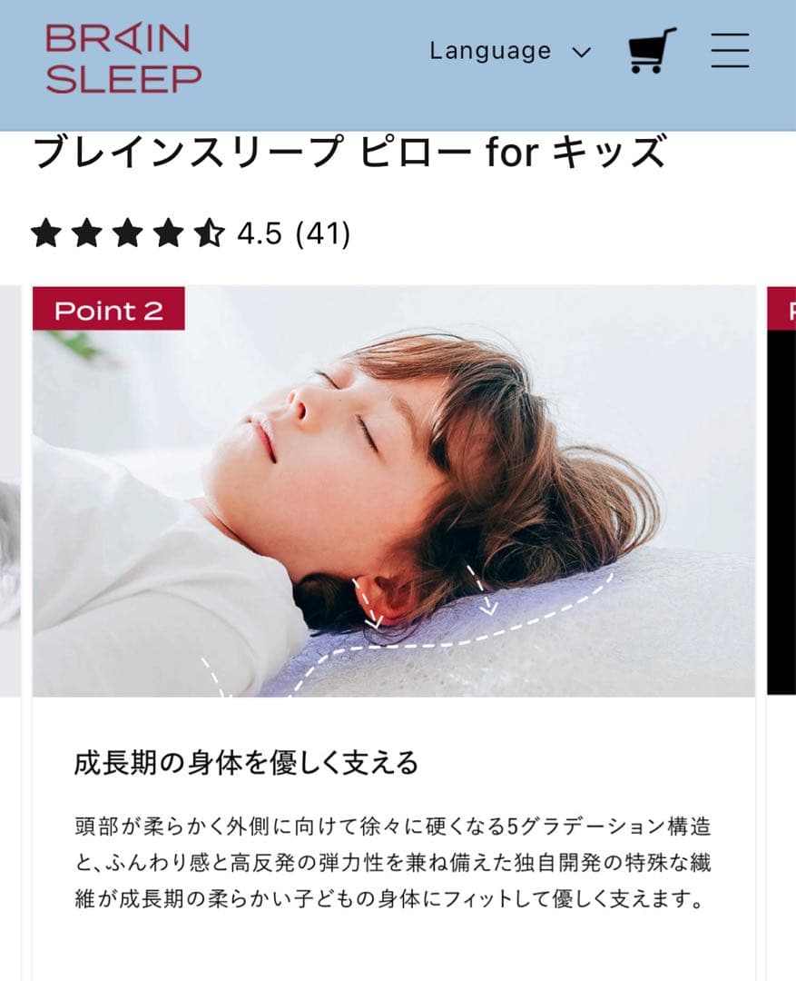 【美品】ブレインスリープ ピロー キッズ / ほぼ未使用 / 専用バッグ付