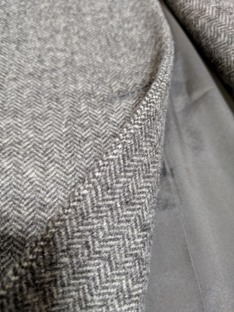 GLOBALWORK　ミドルコート　グレーミニヘリンボーン