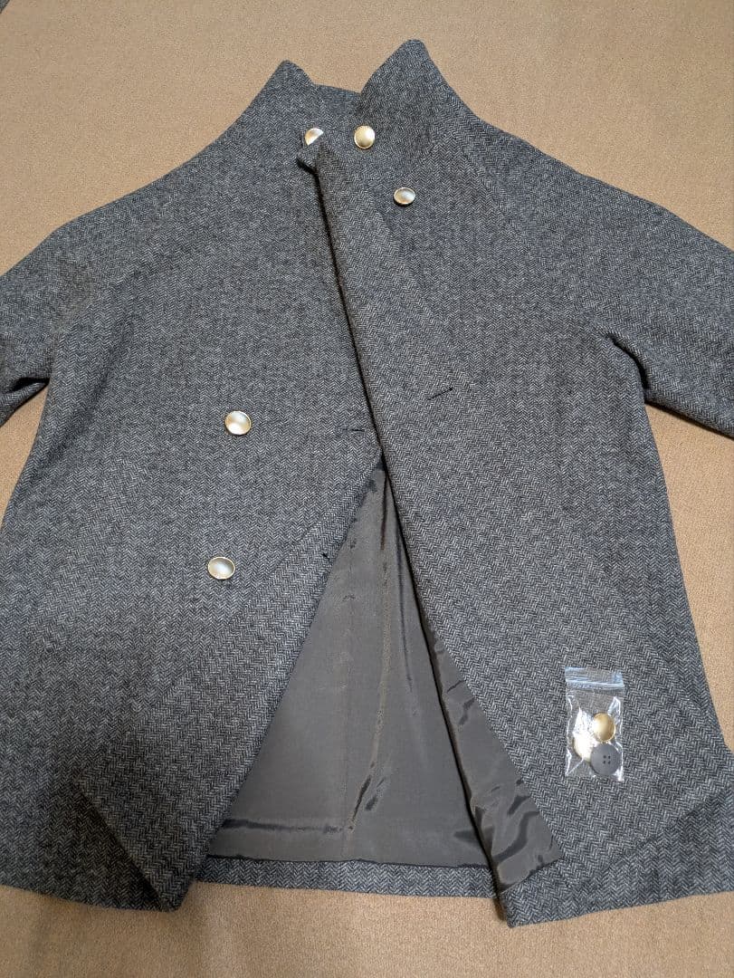 GLOBALWORK　ミドルコート　グレーミニヘリンボーン