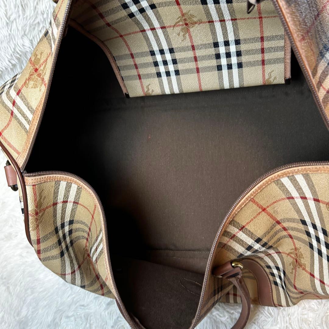 バーバリーズ ボストンバッグ ノバチェック PVC 本革 ショルダーストラップ