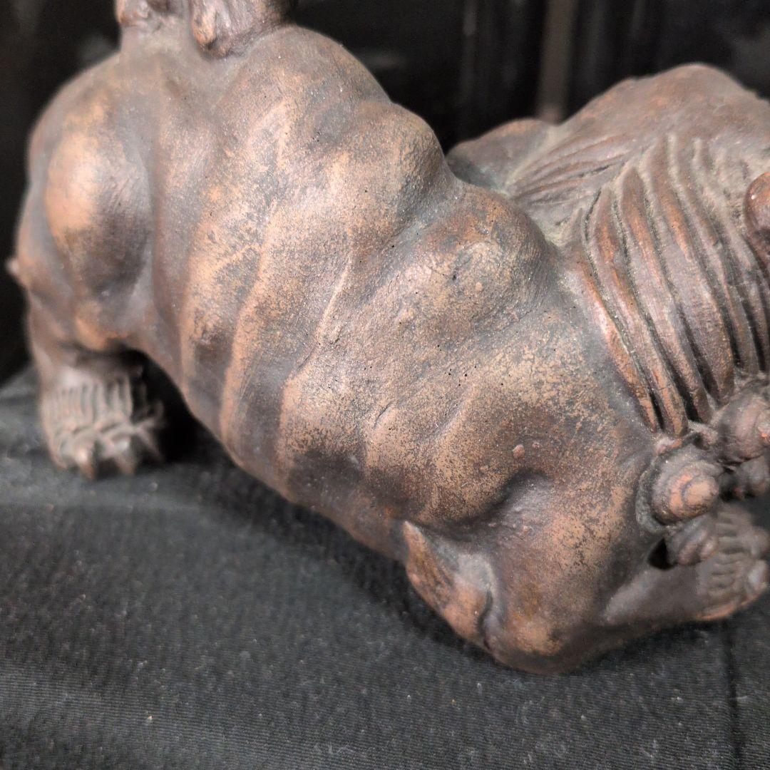 縁起物★威風堂々★備前焼★狛獅子★獅子★骨董品 古美術