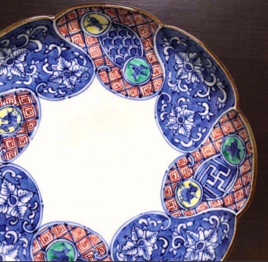 未使用保管品✨清水焼 雲泉 5.8号皿 彩色輪花捻祥瑞 単品✨京焼 加藤雲泉 皿