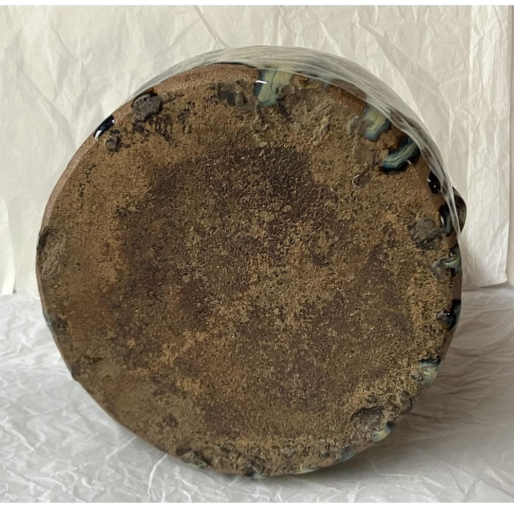 F1425 朝鮮唐津 耳付水指 木箱入り 水指 茶道具