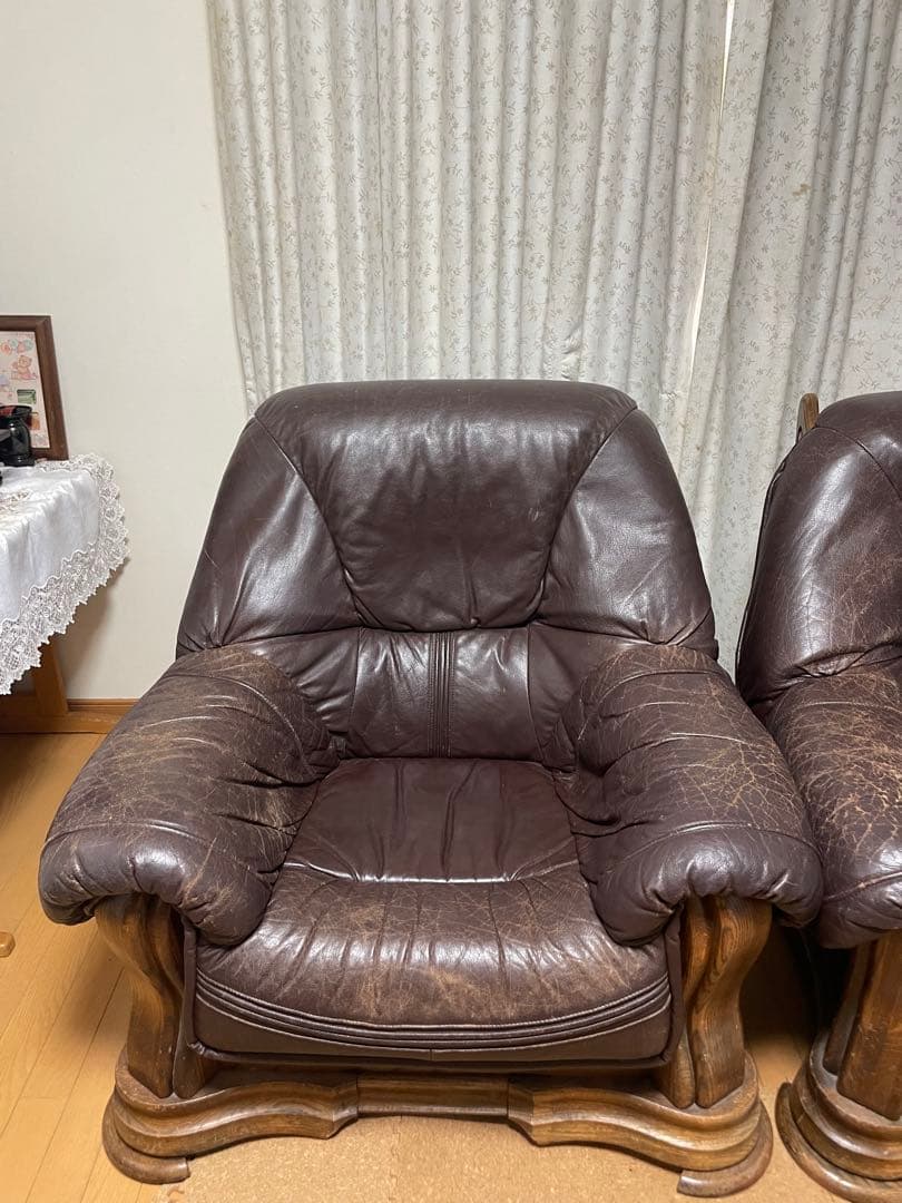 ドイツ製　超高級　革　レザー　無垢材　ソファー　LL