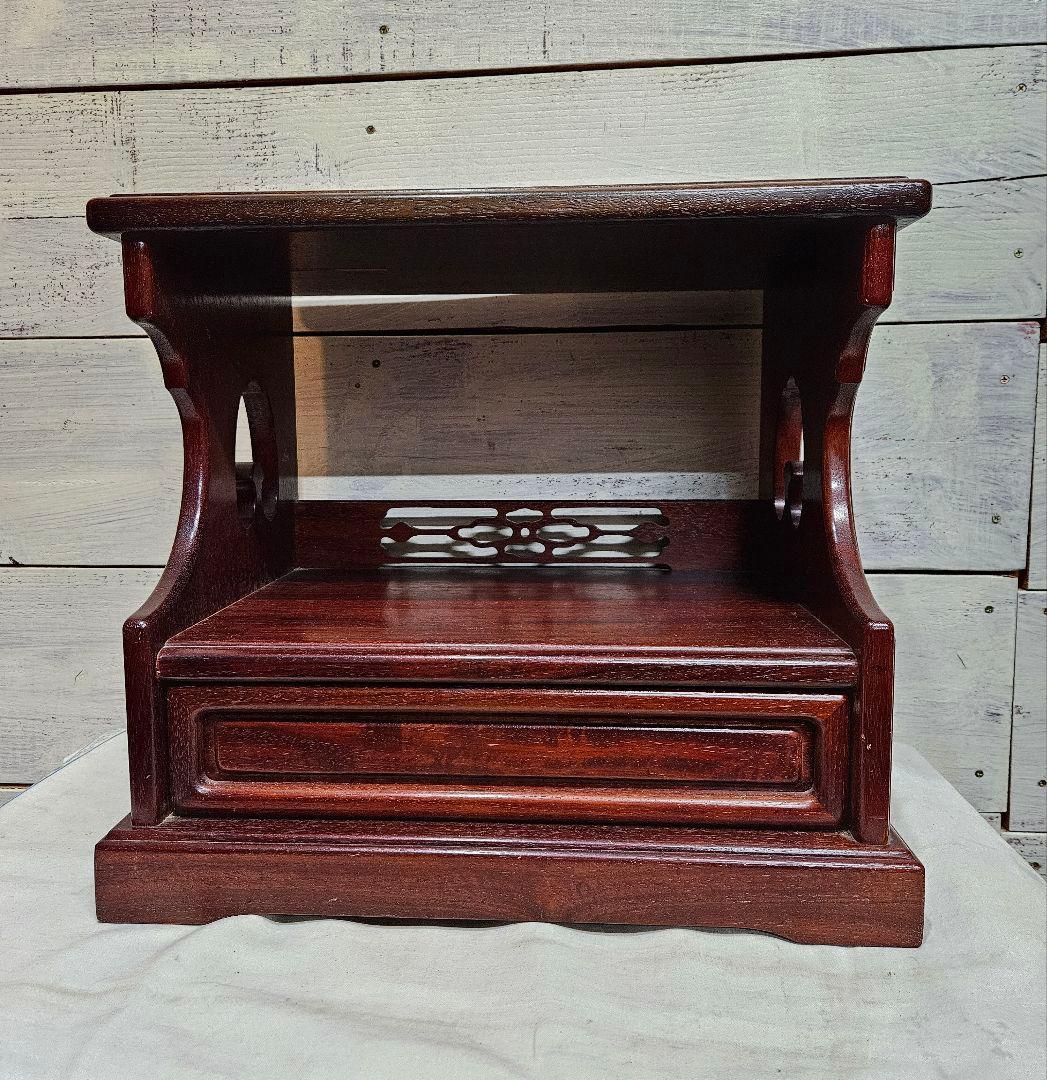 オールドカリモク 花梨材 飾り台 花台 電話台 小棚 置き床 サイドテーブル