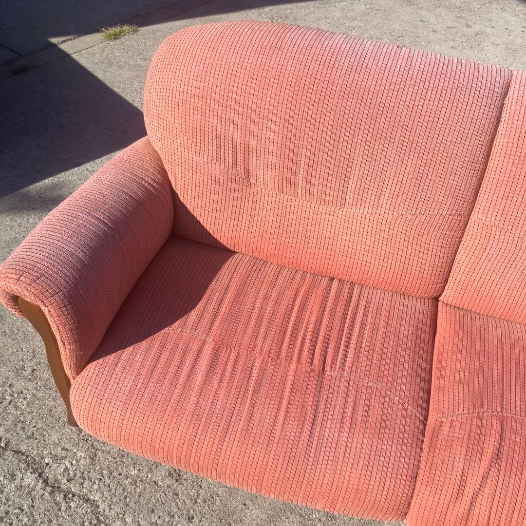 北欧レトロ ミッドセンチュリー 2人掛けソファー アームチェア ピンク 古家具