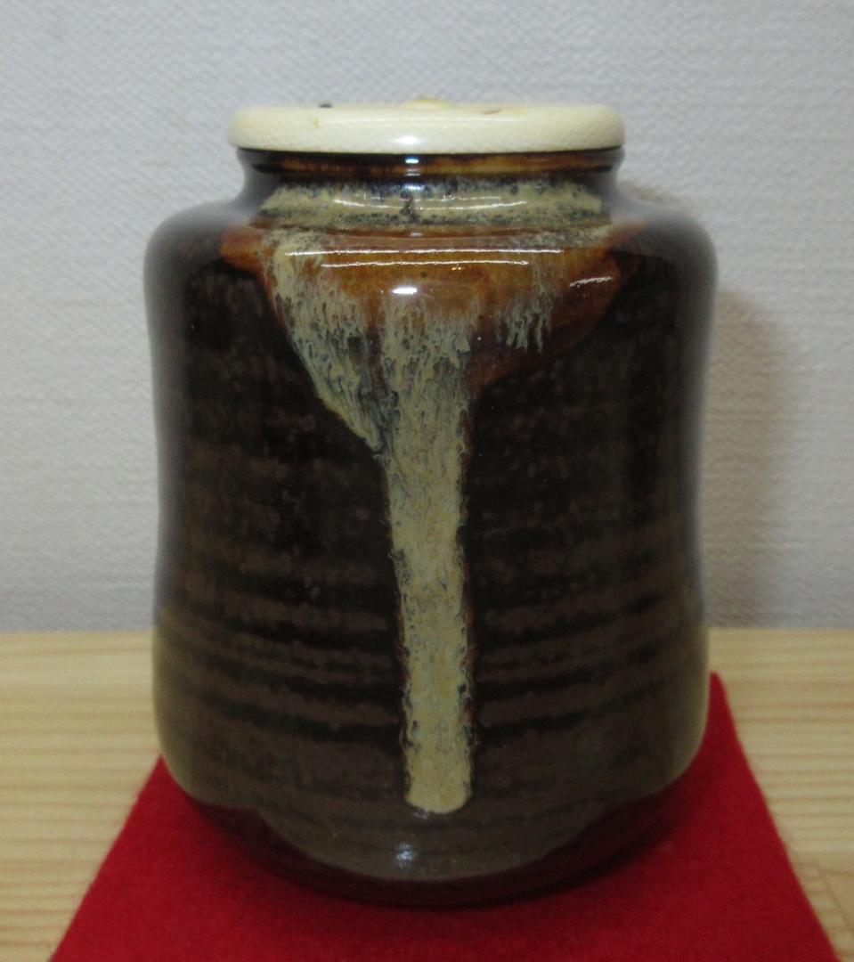 送料込【逢絢亭・新品】茶道具 茶入 京焼 中興名物 玉柏写 仕覆付 陶若窯 共箱