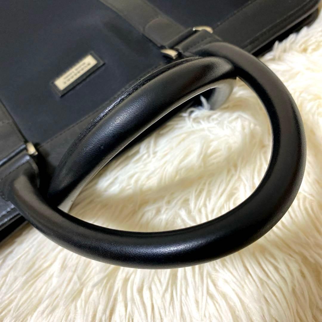 バーバリー ビジネスバッグ ノバチェック ロゴプレートナイロン レザー　ブラック