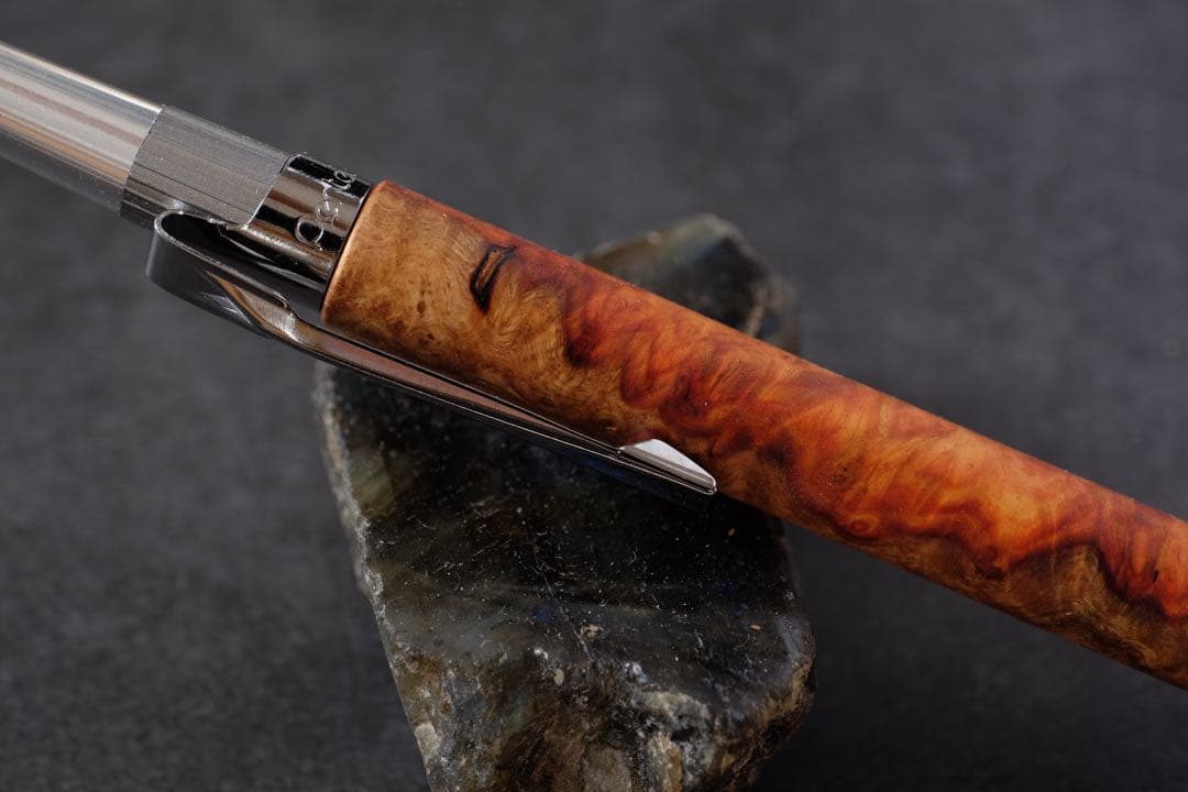 PG5木軸カスタム0216　高村杢工房 製図用シャープペンシル　花梨瘤　紅白