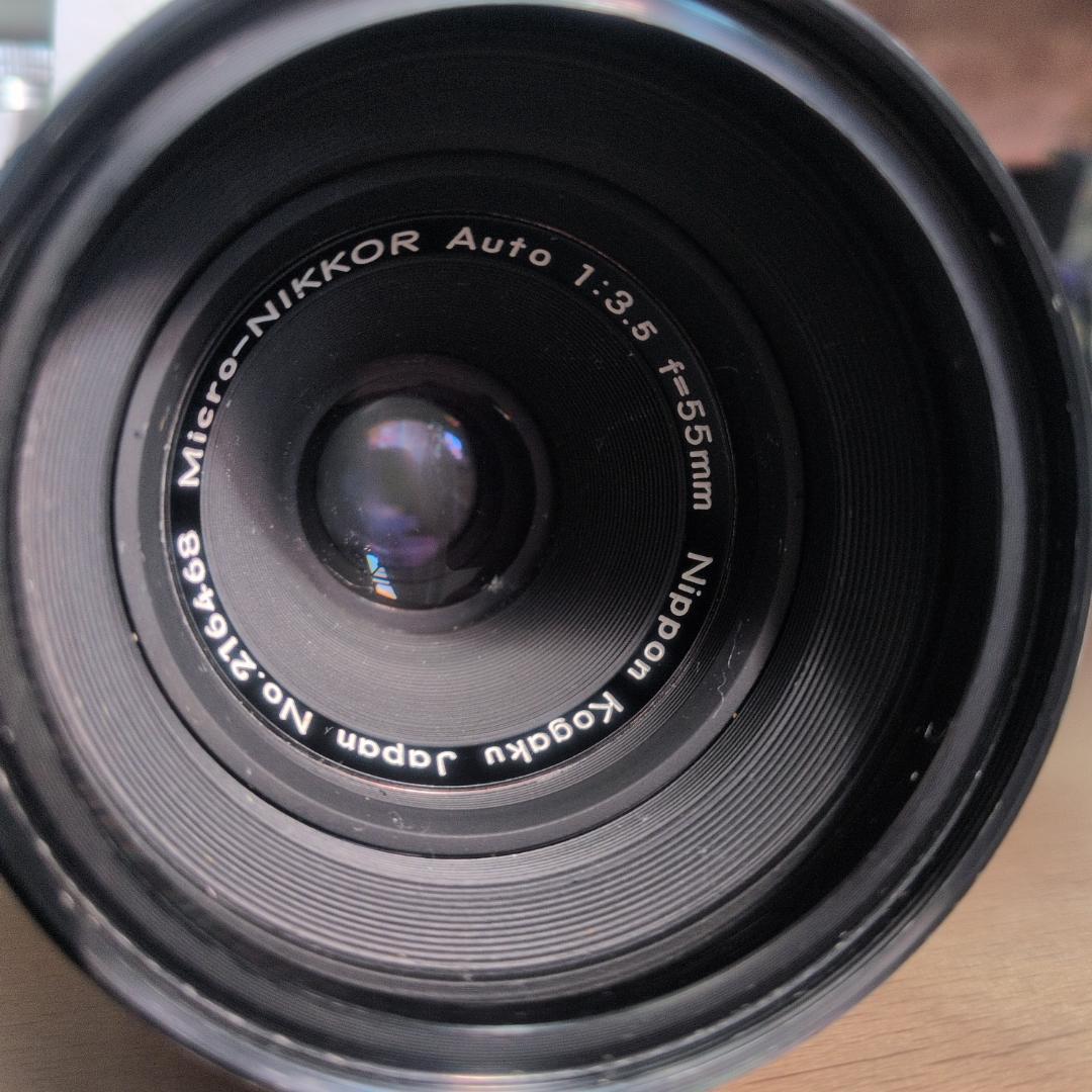 Nikon F、Micro-Nikkor Auto 55mm（レンズ・カバー付