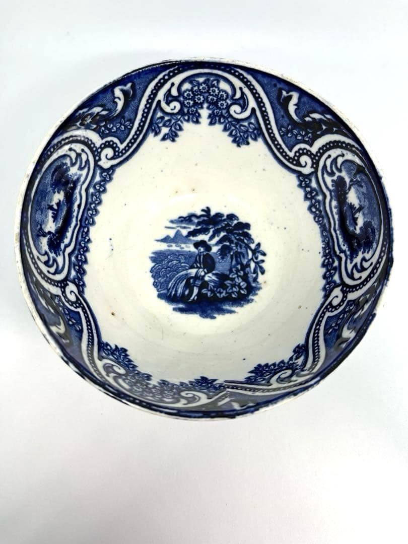 【オランダ銅版小鉢】染付人物風景文小鉢(デルフト）18世紀後半〜19世紀前半頃