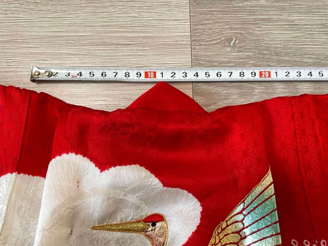 七五三　3歳　女の子　フルセット　一式　赤系　鶴　正絹