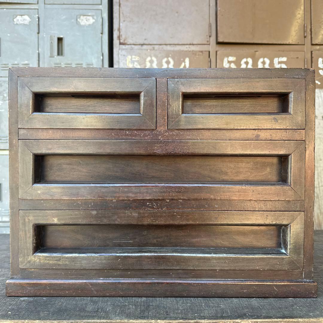 松本民藝風 木製小引き出し4杯 古家具 民藝家具