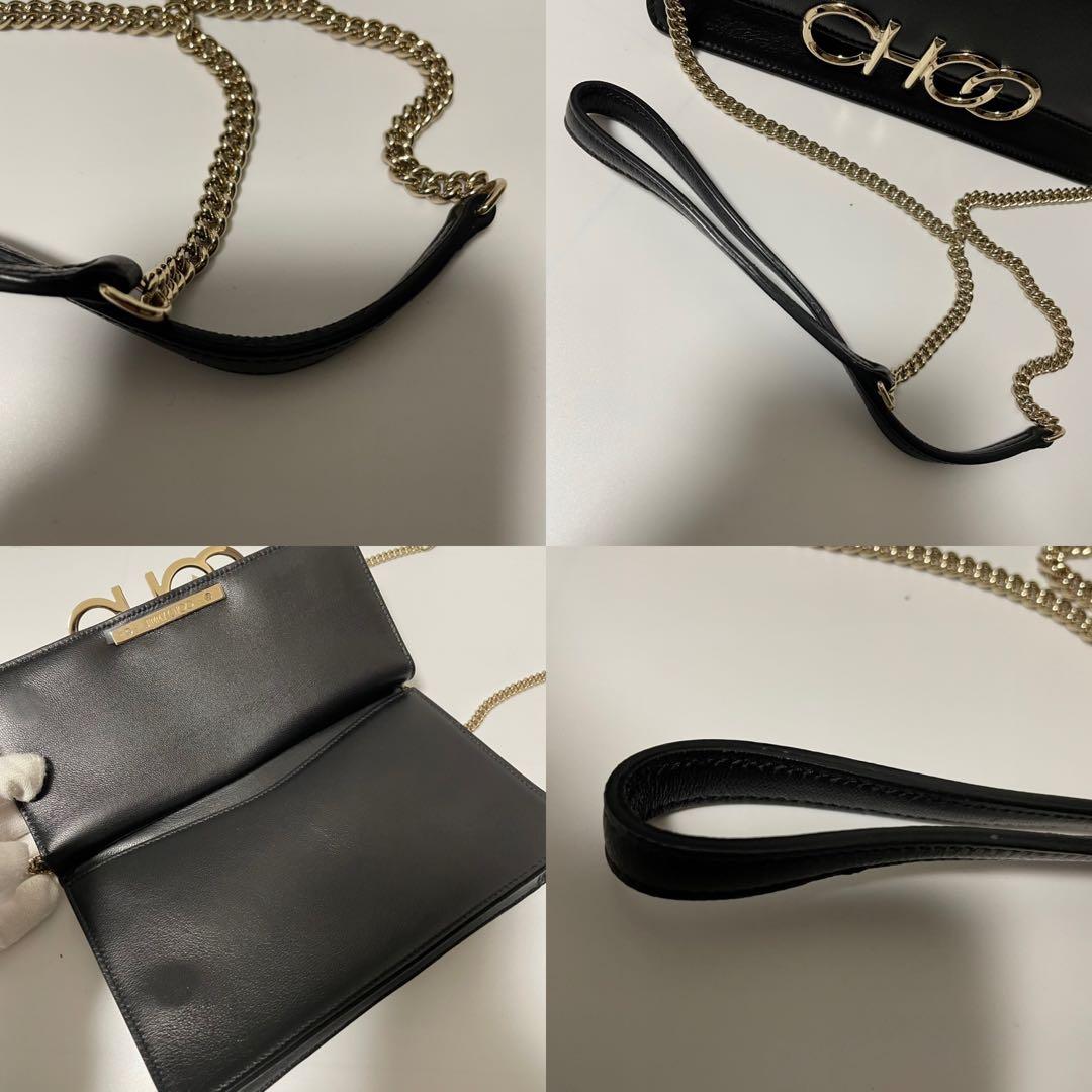 ✨️未使用保管✨️ Jimmy Choo ショルダーバッグ　チェーン　レザー　黒