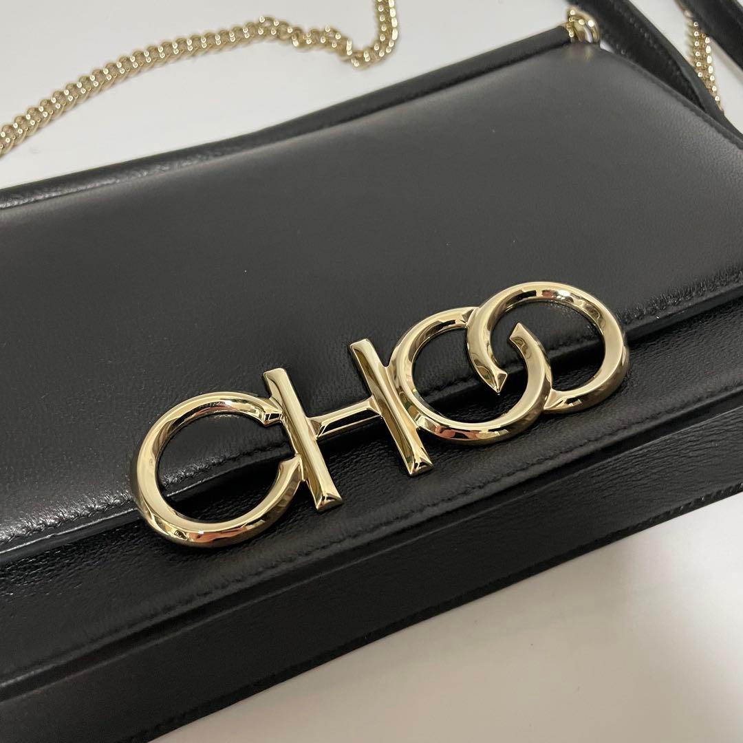 ✨️未使用保管✨️ Jimmy Choo ショルダーバッグ　チェーン　レザー　黒