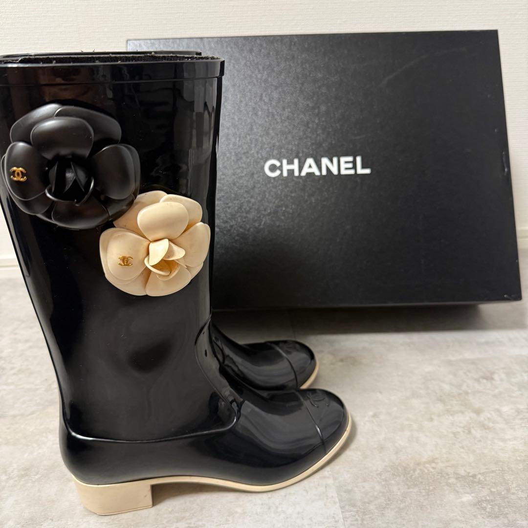 【美品❗️】CHANELレインブーツ　カメリア　ココマーク