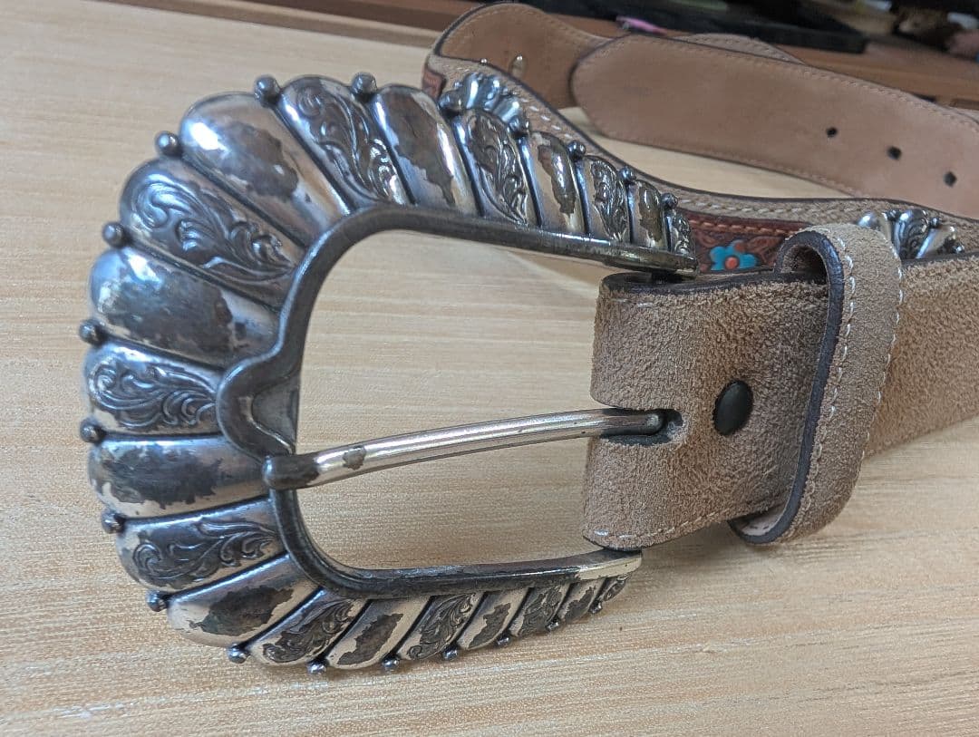 Tony Lamaレザー ベルト C51065 34in ターコイズ