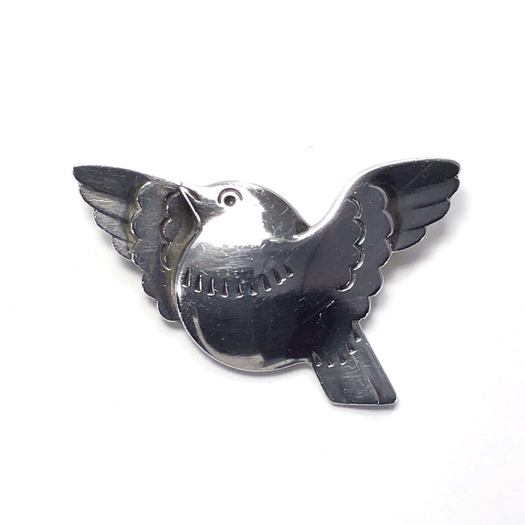 【美品・箱付き】ジョージジェンセン／トリ モチーフ ブローチ SV925／320