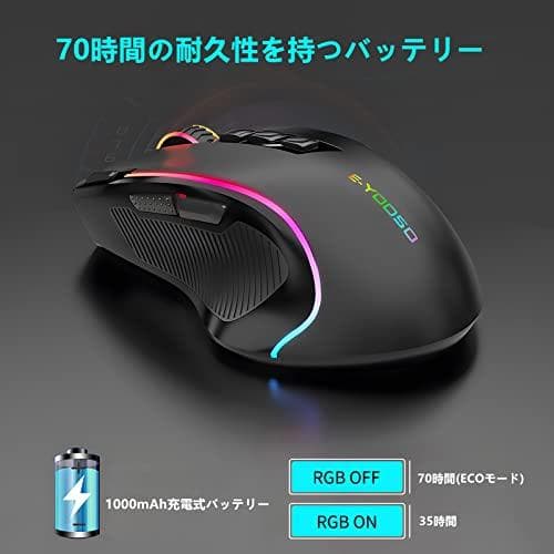 e元素2.4Gワイヤレスゲーミングマウス RGBバックライト付き 9つプログラm