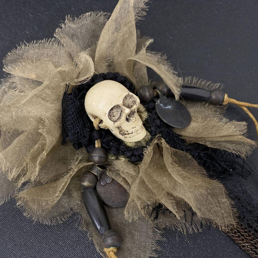 美品 SHARE SPIRIT アンティーク スカル コサージュ ブローチ