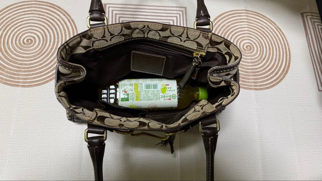 Coach キャンパス　シグネチャー　総柄　ハンドバッグ　ブラウン　美品