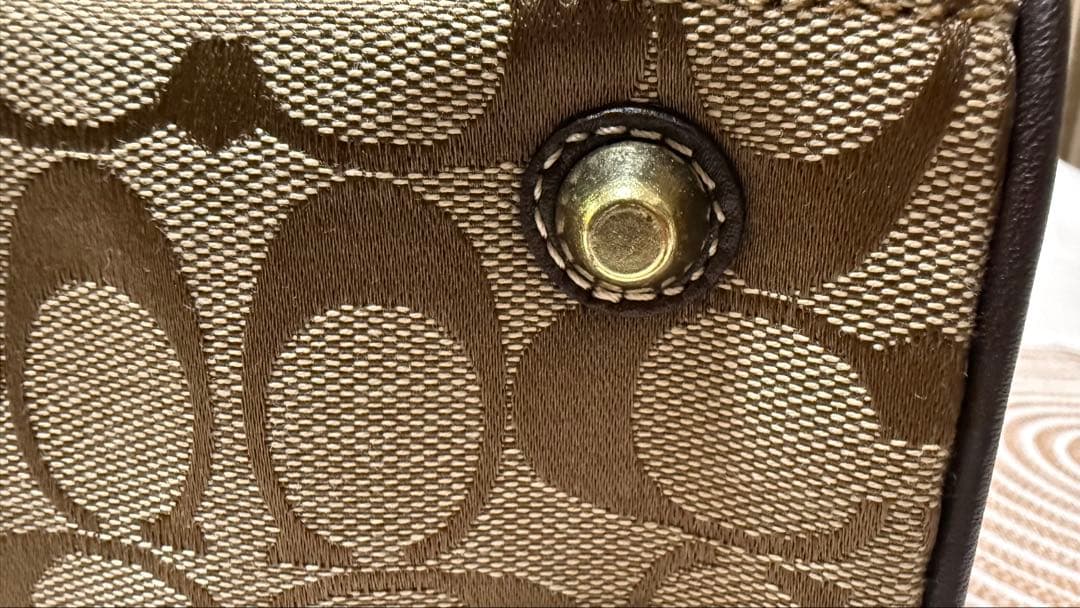 Coach キャンパス　シグネチャー　総柄　ハンドバッグ　ブラウン　美品