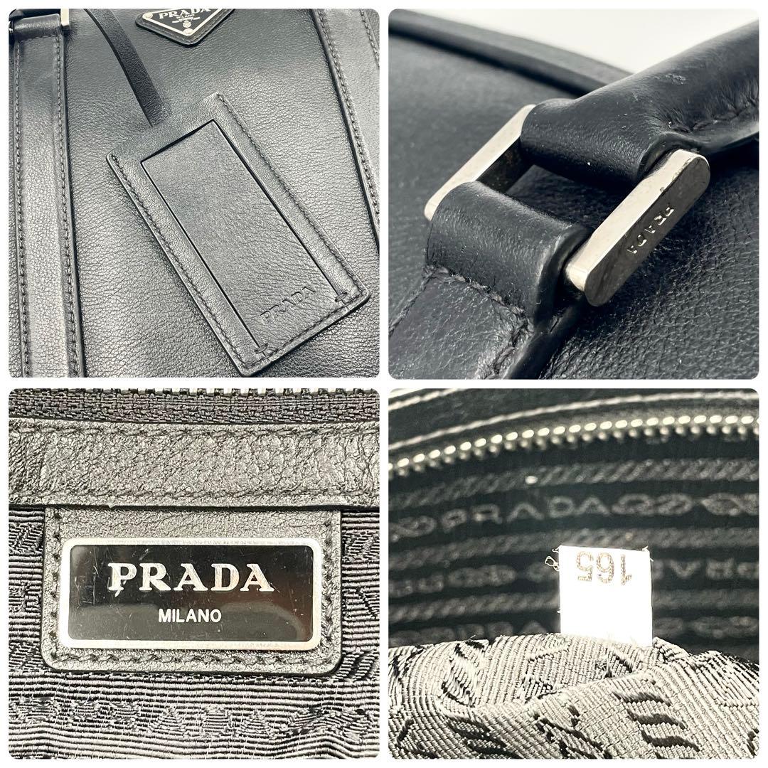 【極美品】プラダ ビジネスバッグ 2way レザー ブリーフ 三角ロゴ Gカード