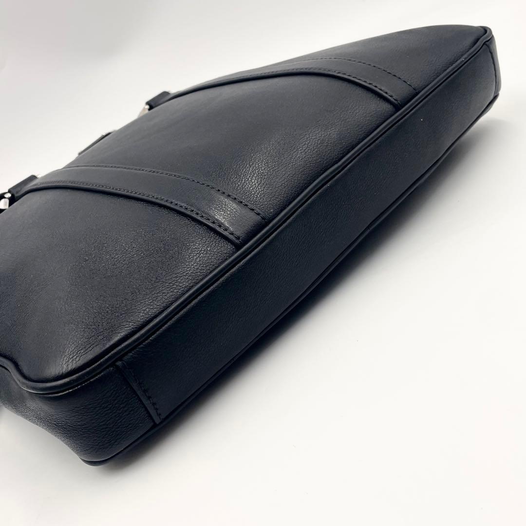 【極美品】プラダ ビジネスバッグ 2way レザー ブリーフ 三角ロゴ Gカード