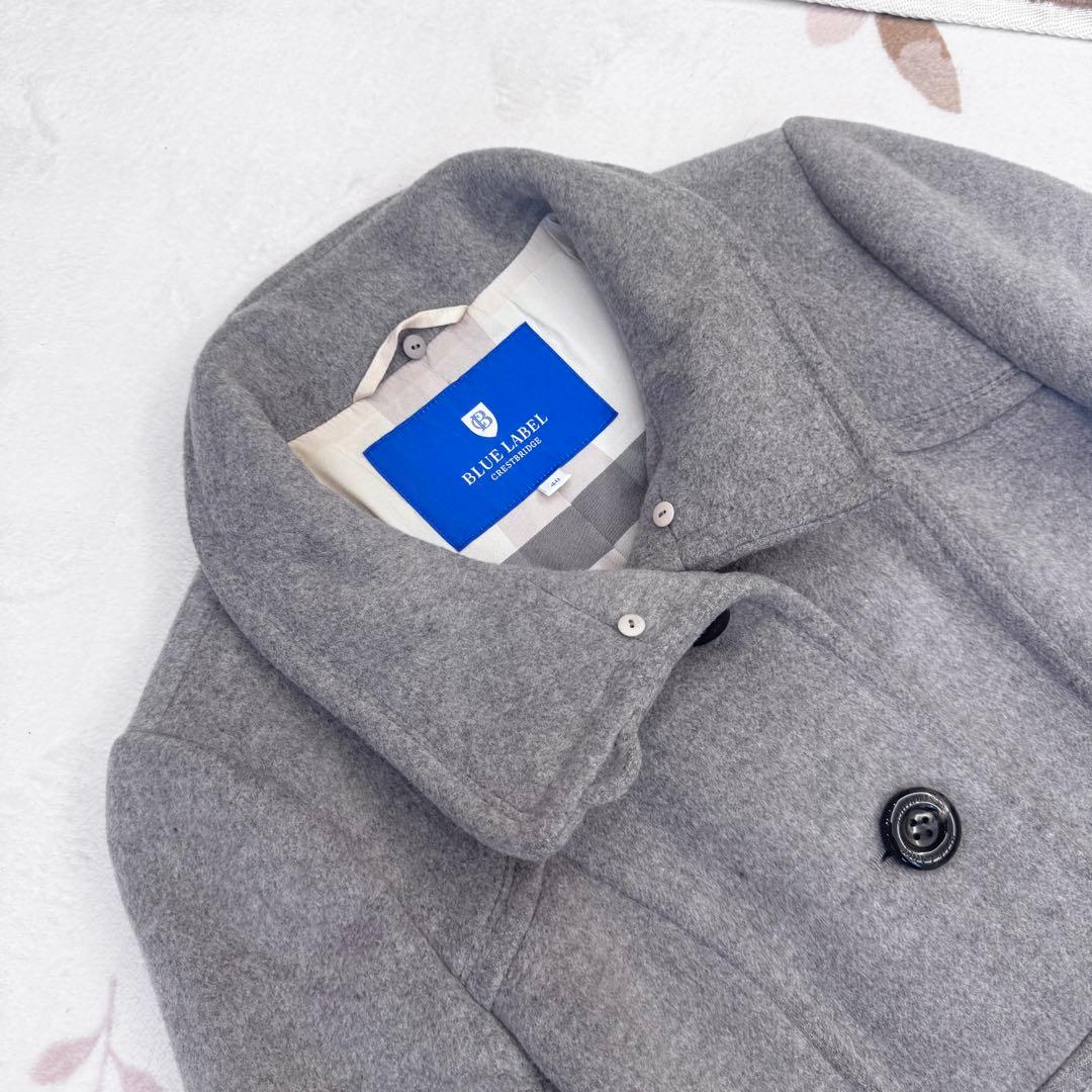 希少 40 L ブルーレーベルクレストブリッジ ウール ロング コート グレー