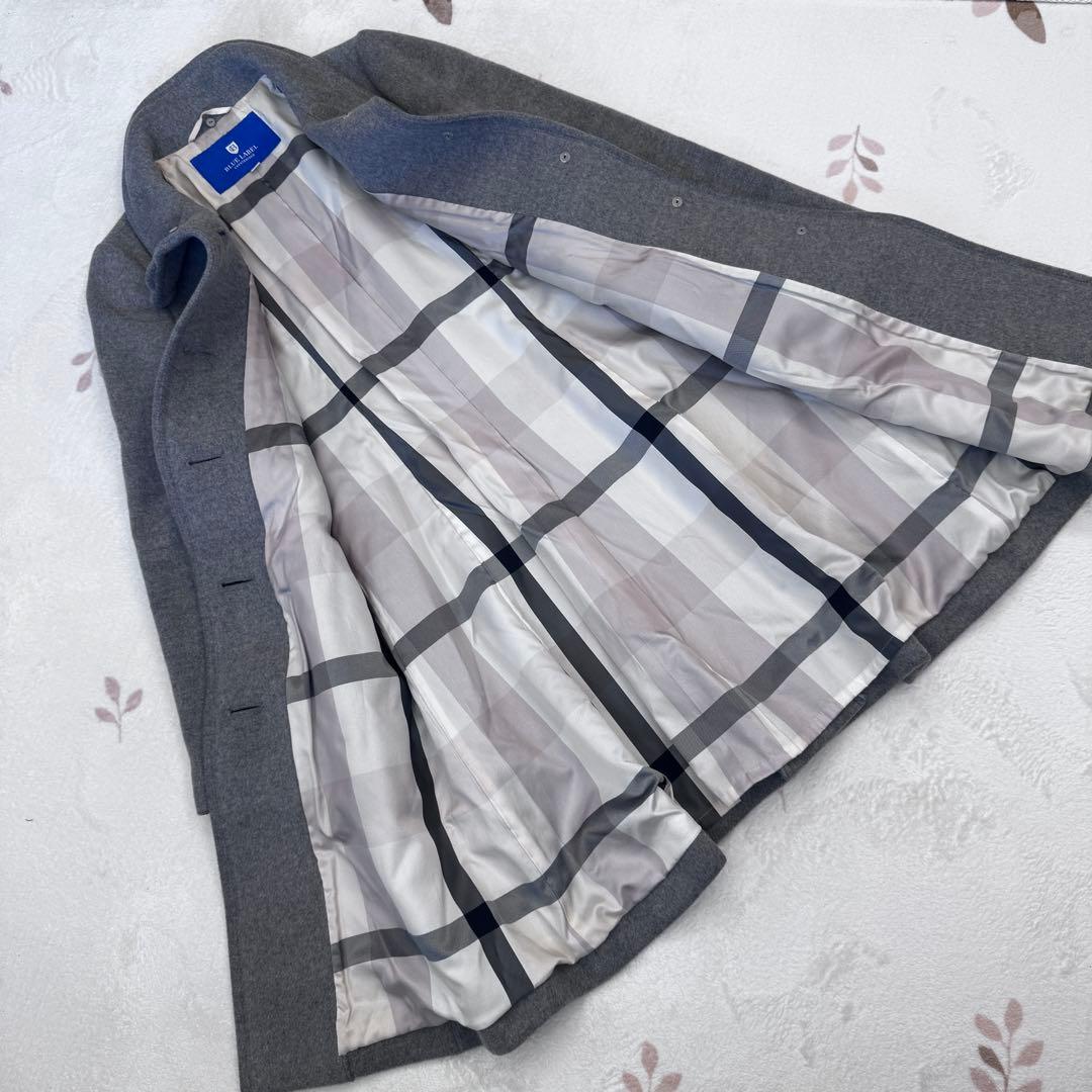 希少 40 L ブルーレーベルクレストブリッジ ウール ロング コート グレー