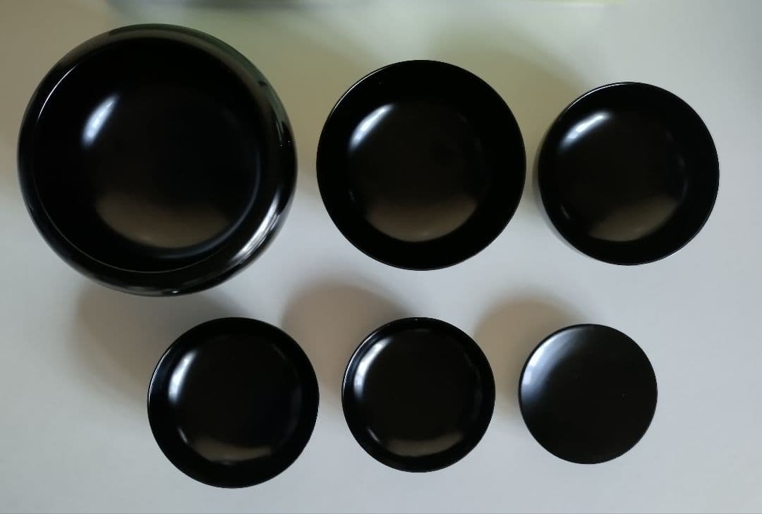 たに屋　応量器　真塗黒と洗朱　2客セット