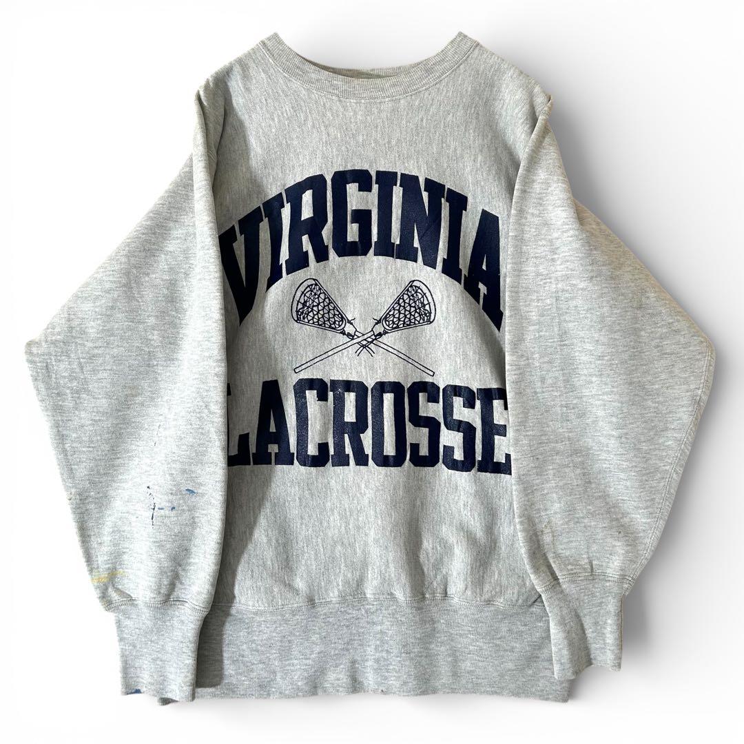 USA製 90sチャンピオン リバースウィーブ バージニア大学 ペンキ 襤褸 L