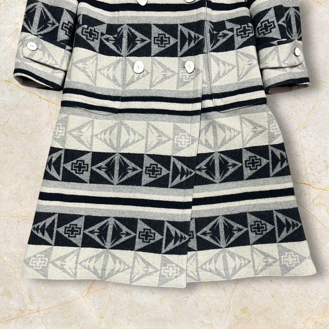 ◎90s/ネイティブ柄◎ラルフローレン★9号　M相当★ウール　コート★幾何学模様