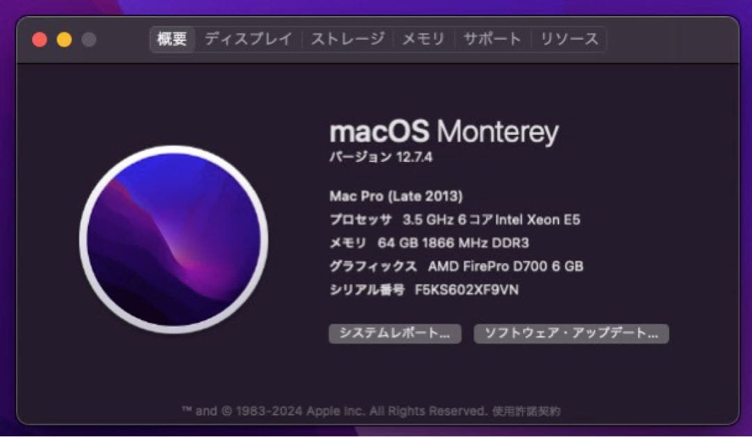 Macデスクトップ Mac Pro (Late 2013) 64GB SSD1TB