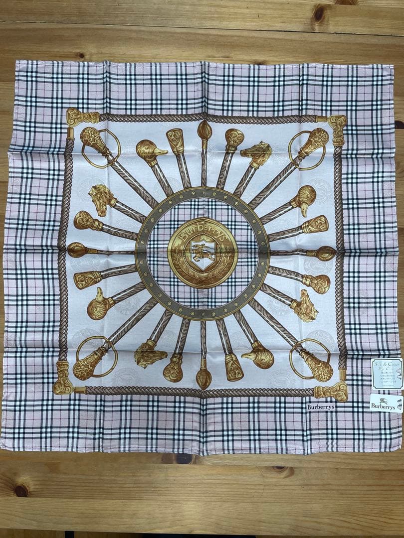 s*y様 シルク・コットンBurberrys チェック柄ハンカチ ーフ4枚セット