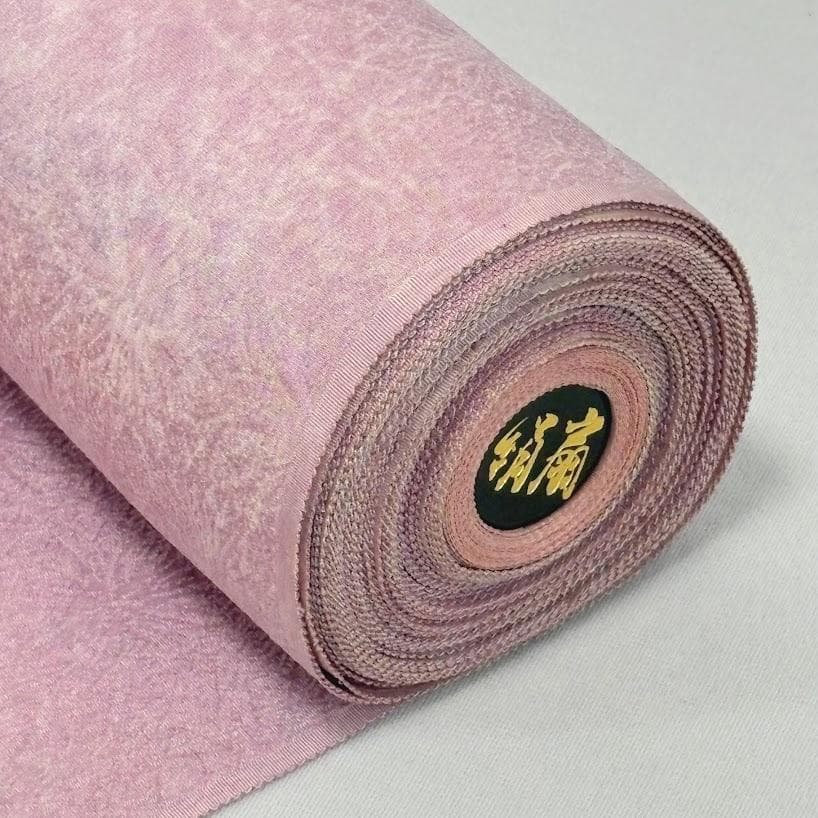 ゆりのはな　色無地着尺　絹扇　反物　八掛付き　紋ちりめん　堅牢染　正絹　B905