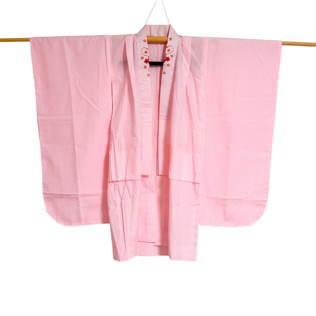 着物　七五三　7歳　女の子　13点　フルセット　オレンジ　御所車　花文　吉祥文様