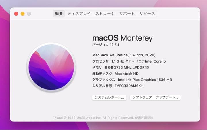 MacBook本体 MacBook Air(13-inch,2020)