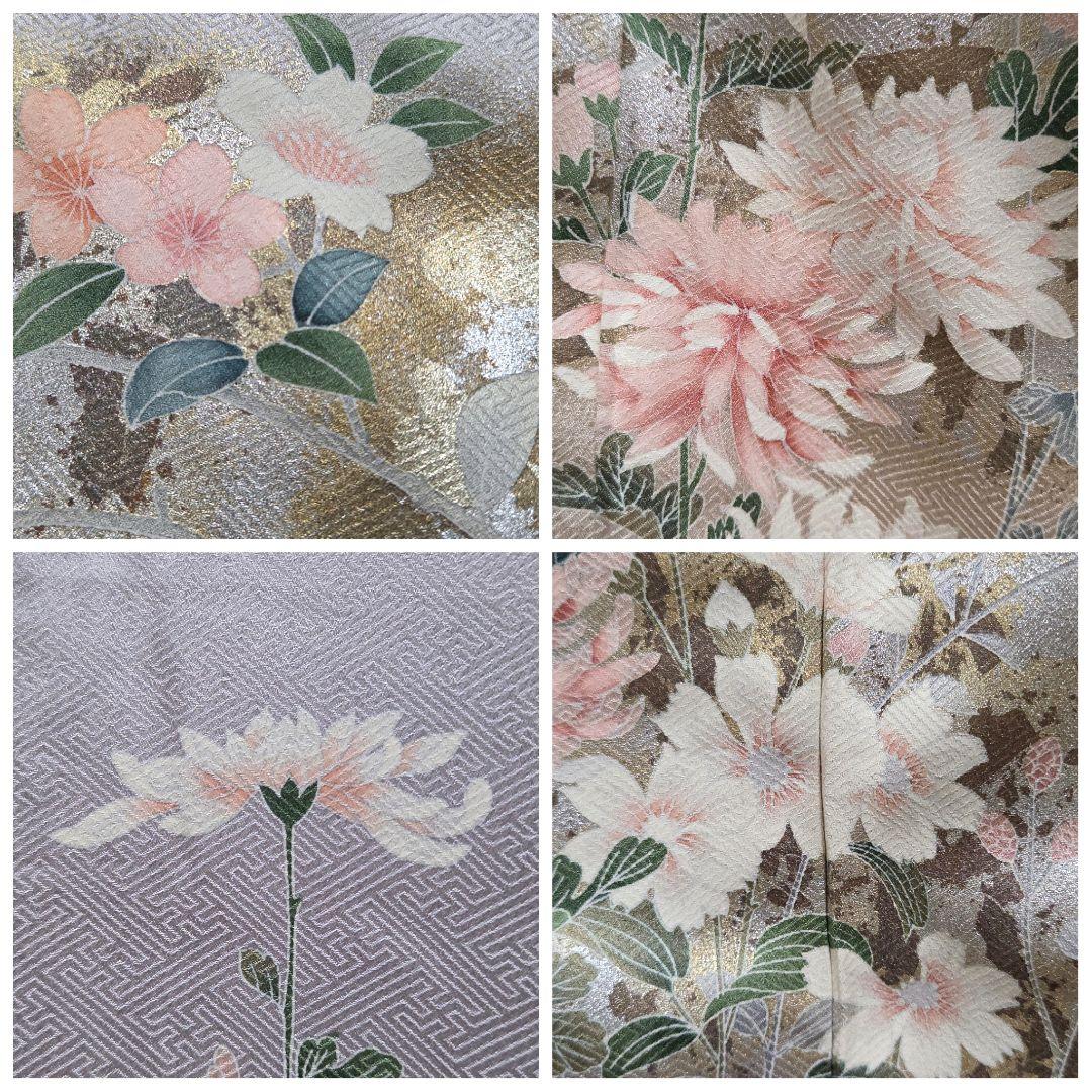D 京友禅 季節の花々 金銀彩 桜 菊 桔梗 袷 正絹 訪問着 着物
