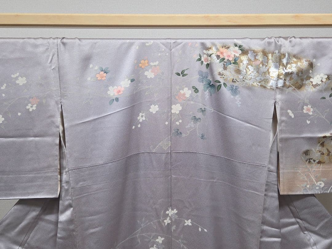 D 京友禅 季節の花々 金銀彩 桜 菊 桔梗 袷 正絹 訪問着 着物